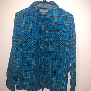 Natural Reflections Blue Plaid Long Sleeve